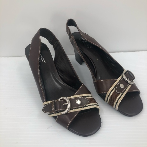 Franco Sarto brown sling back heels with‎ Peptoe10M - Picture 1 of 7